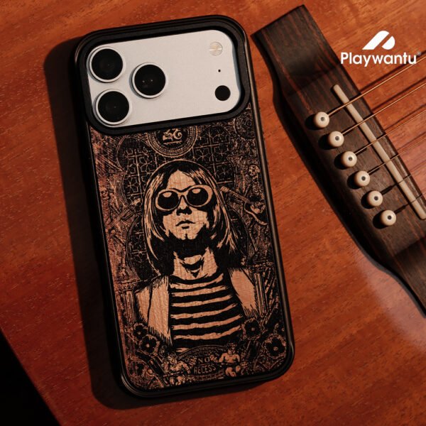Vintage Rock Portrait Wood Engraved Phone Case