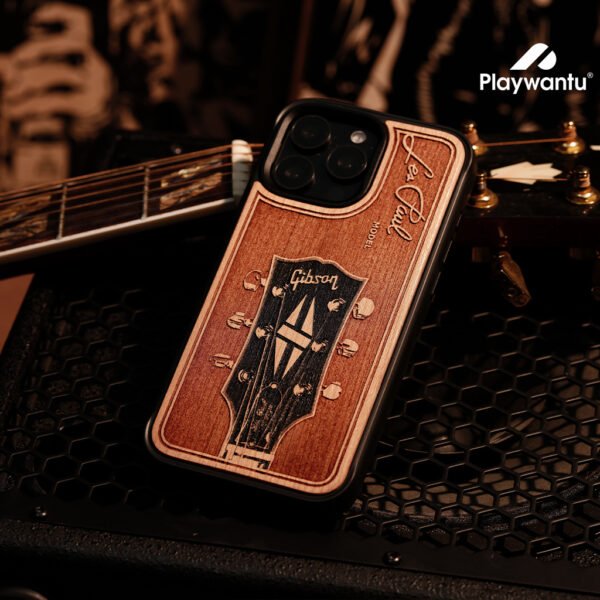 Vintage Guitar Headstock Wood Engraved Phone Case