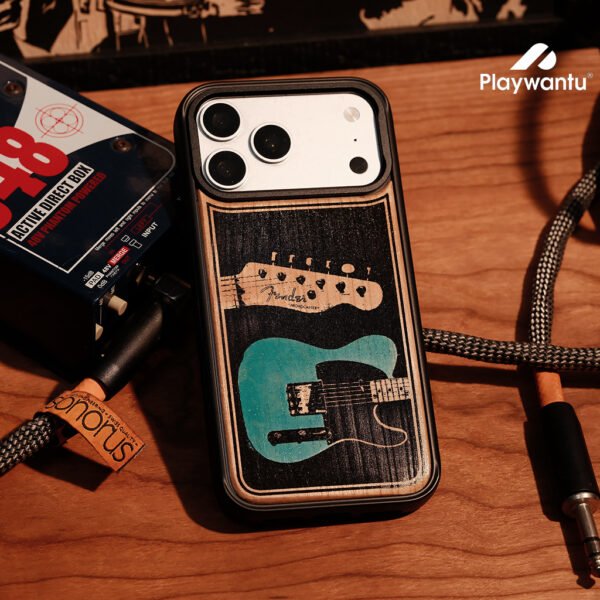 Vintage Colored Guitar Wood Engraved Phone Case