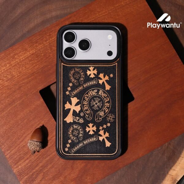 Vintage Cross Wood Engraved Phone Case