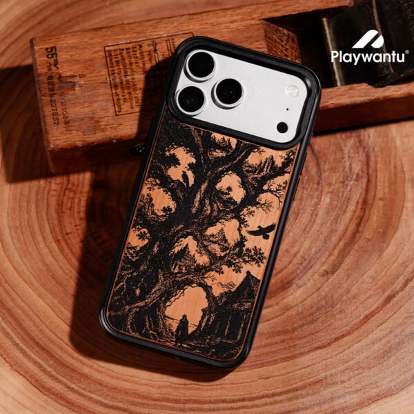 Mystic Raven Wood Phone Case